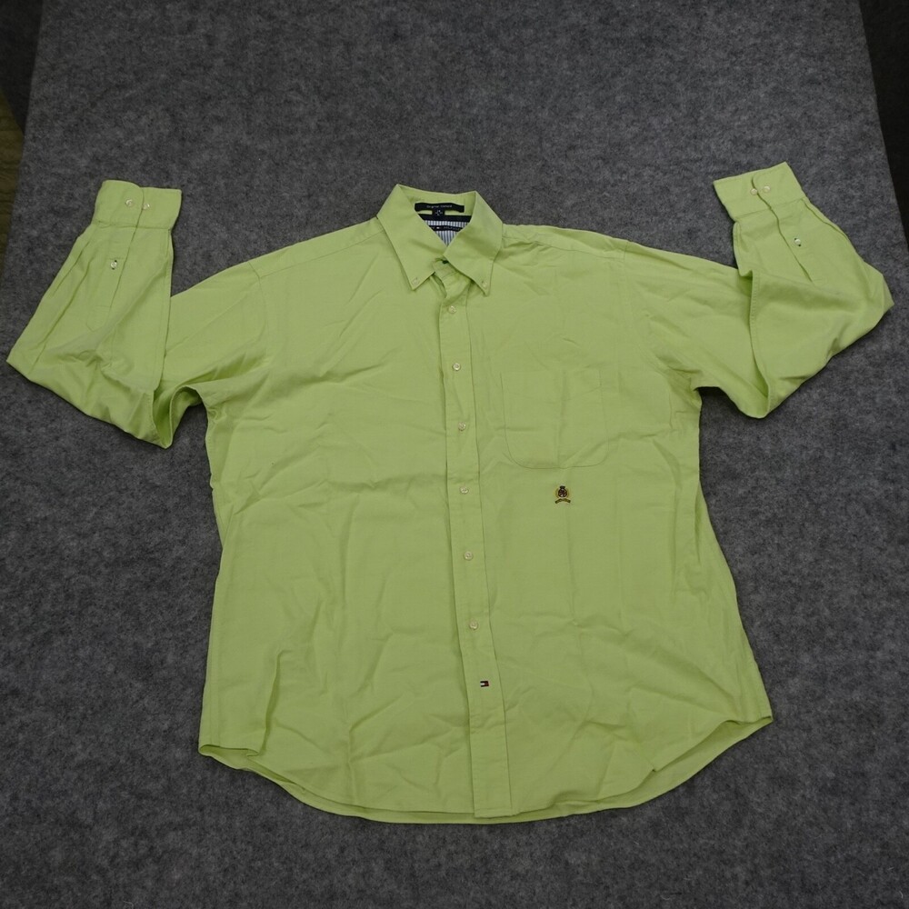 Tommy Hilfiger Button Up Shirt Mens Large Green Long Sleeve Original Oxford